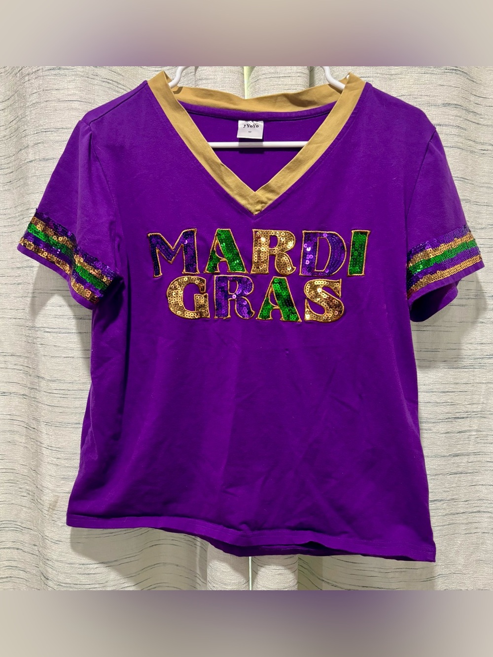 Mardi Gras Purple V-Neck Top